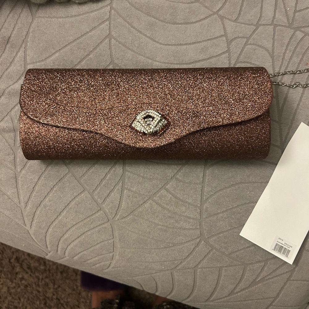 Elegant Brown Glitter Clutch